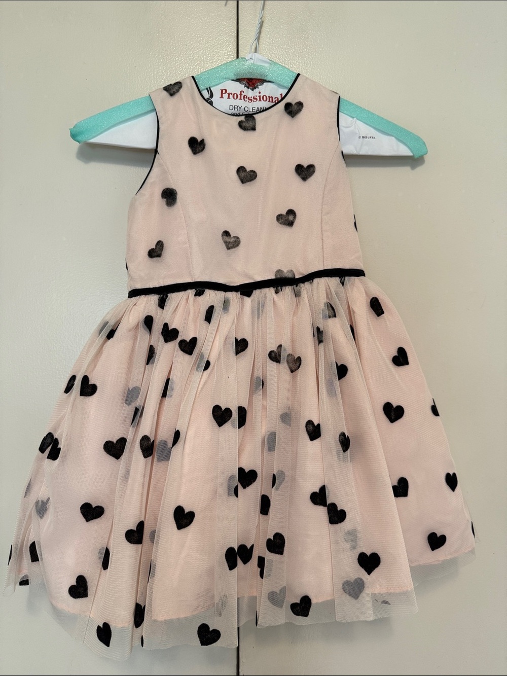 Pippa & Julie Pink Tulle Dress with Black Heart Accents